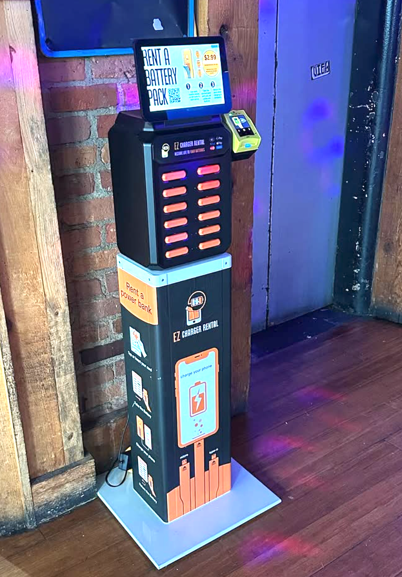 EZ Charger kiosk installed in a bar