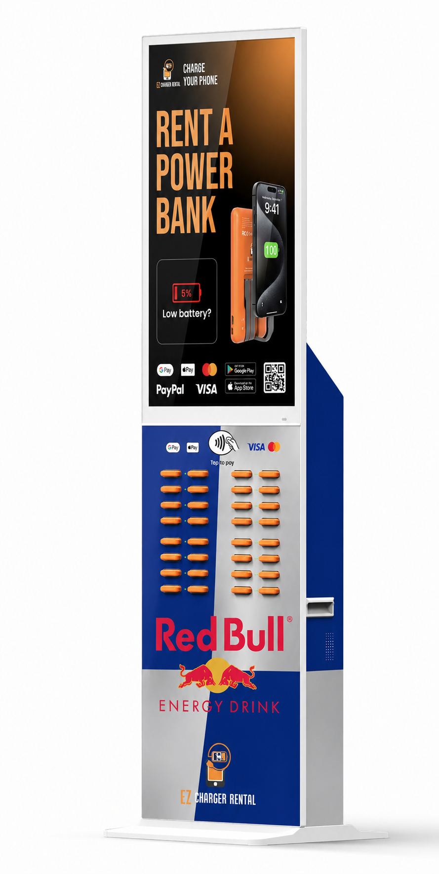 Standard kiosk wrap concept &mdash; blue Red Bull design
